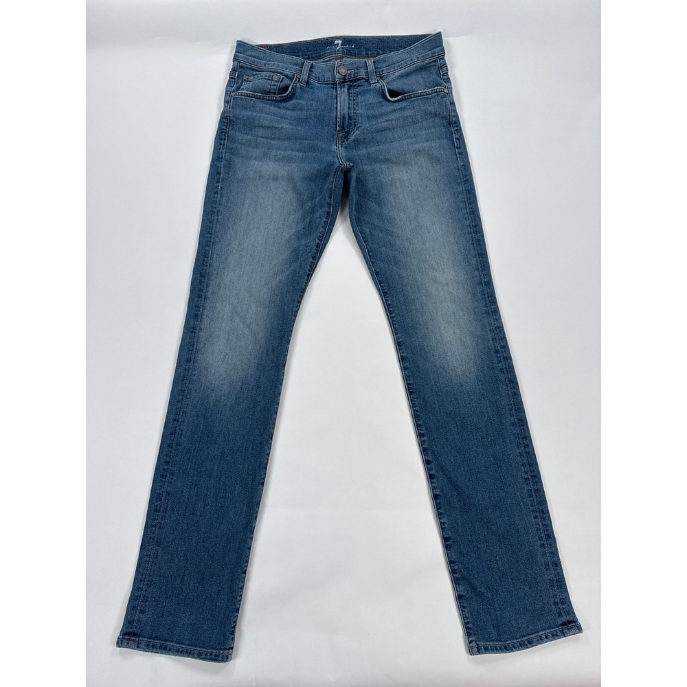7 For All Mankind Mens Jeans 31 Blue Slimmy Slim Straight Medium Wash Denim